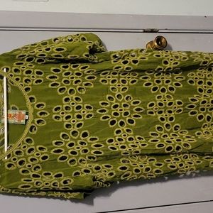 Johnny Was Green Embroidered Tunic